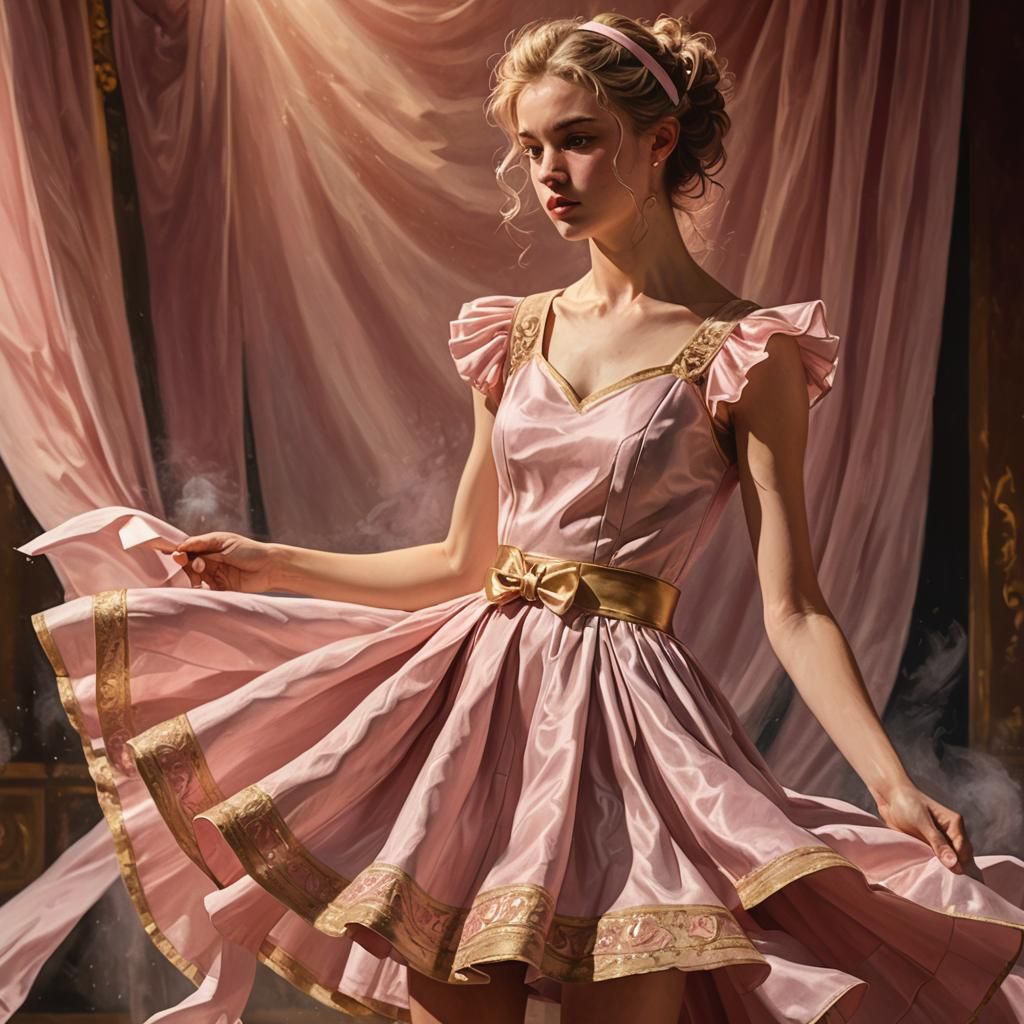 Classical Portrait of Young Man in Elegant Minidress