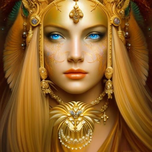Goddess Freya: Hyperdetailed Whimsical Portrait Painting