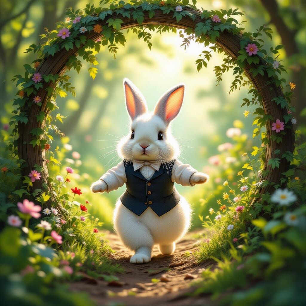 Rabbit Through Portal, Beatrix Potter Style