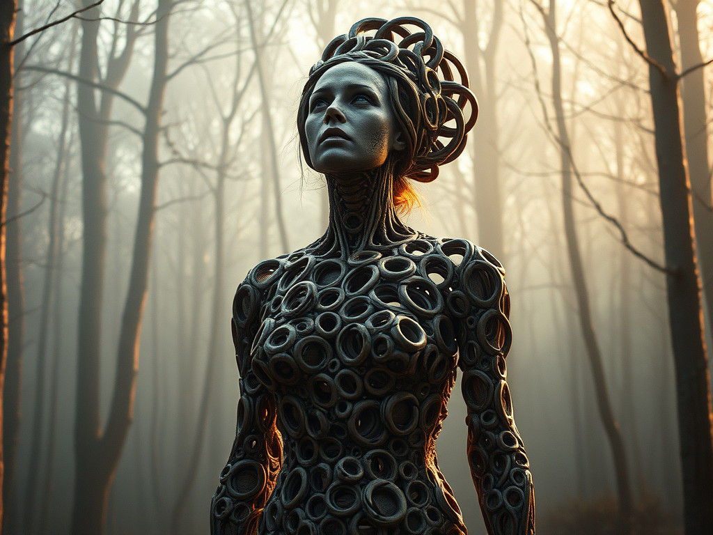 Frozen in Time: Biomechanical Woman Sculpture