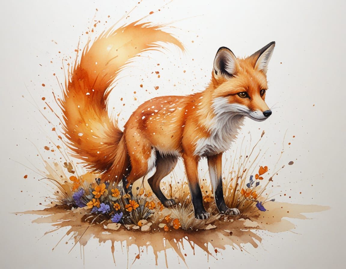 Saffron Foxes Leaving Glowing Pawprints in Desert Flowers