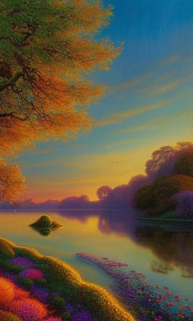 Enchanted Moss Tree at Twilight: Surreal Landscape