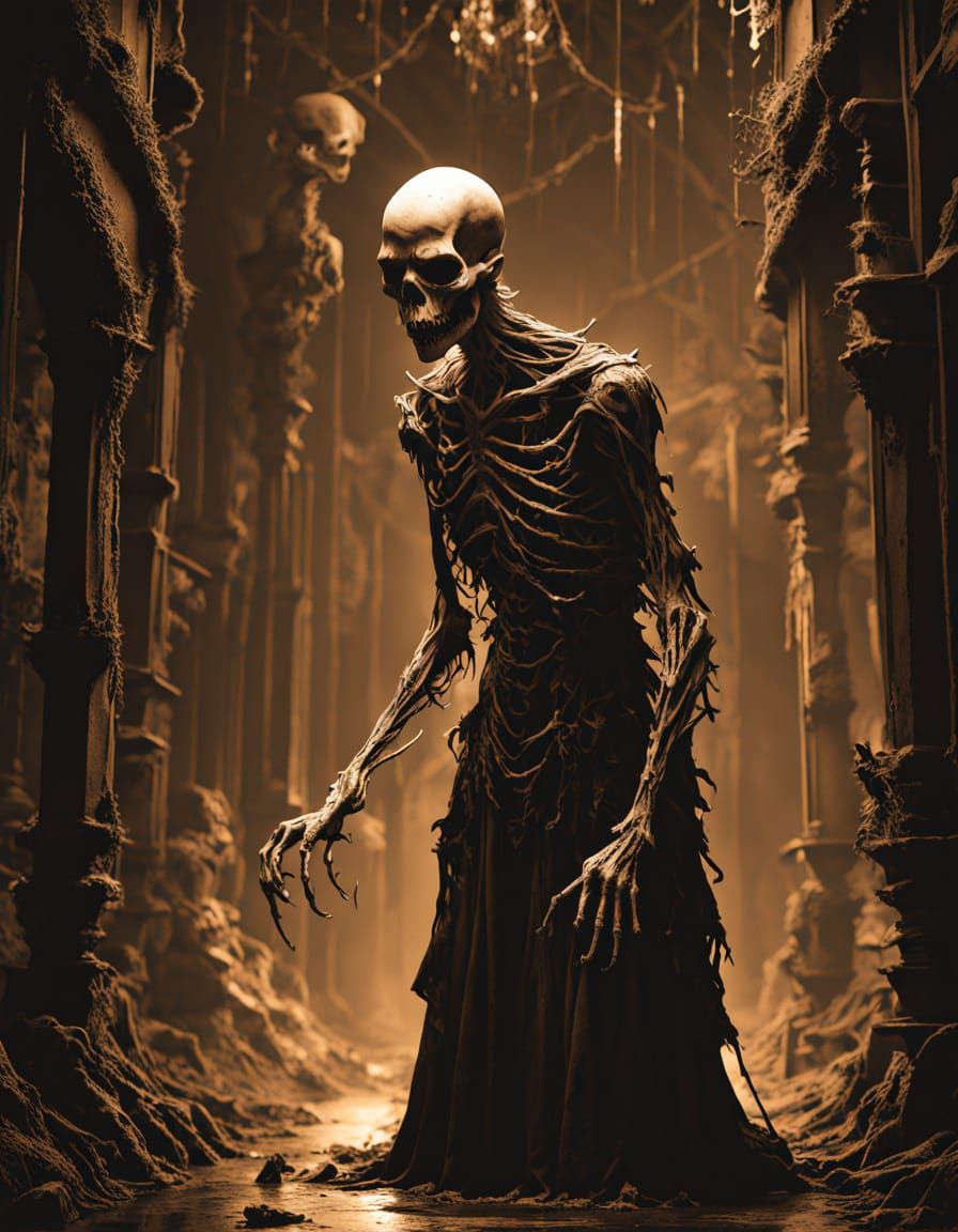 Decaying Ghoul in Gothic Shadows