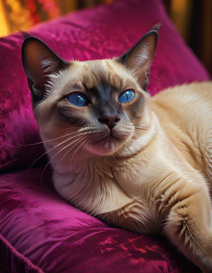 Siamese Cat Portrait in Fauvism Style