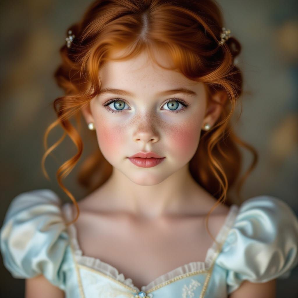 Photorealistic Portrait of a Red-Haired Girl as a Princess