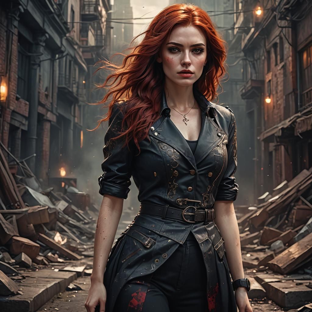 Beautiful Woman with Auburn Hair: Digital Art Portrait