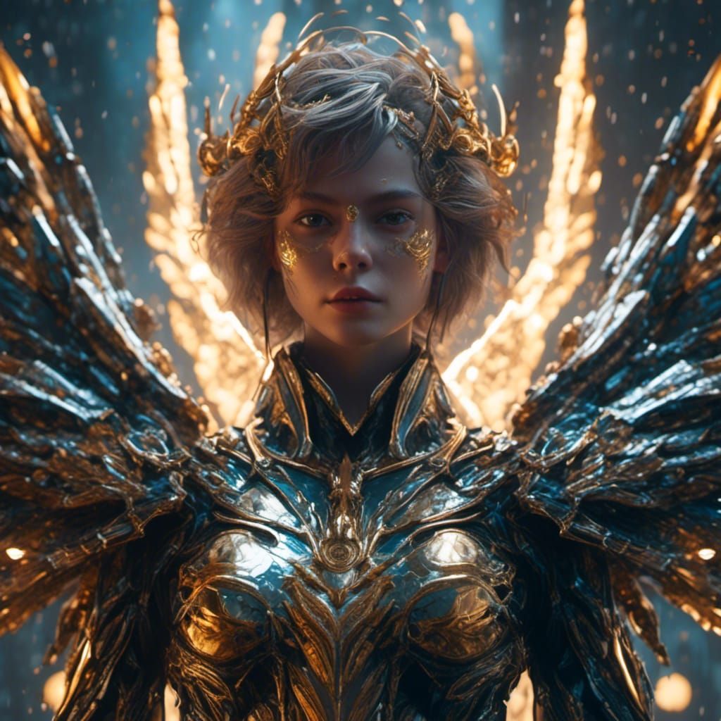 Angel in Steel Armor Digital Portrait
