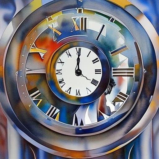 Overlapping Clocks Montage in Watercolor Style