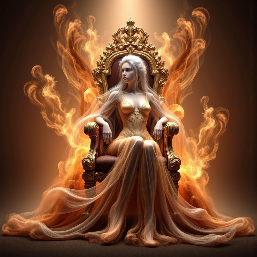 Ethereal Fire Princess on Celtic Throne