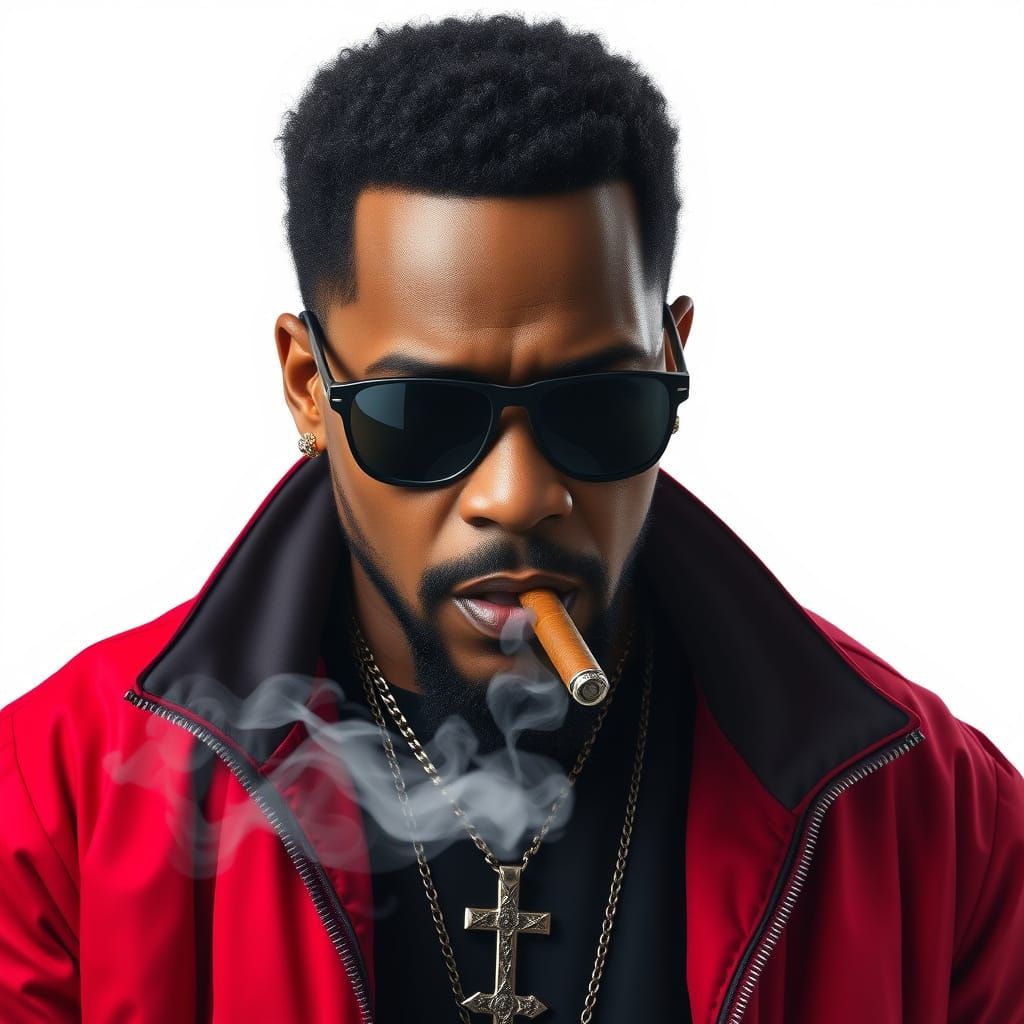 Serious R Kelly-Inspired Portrait in Edgy Style