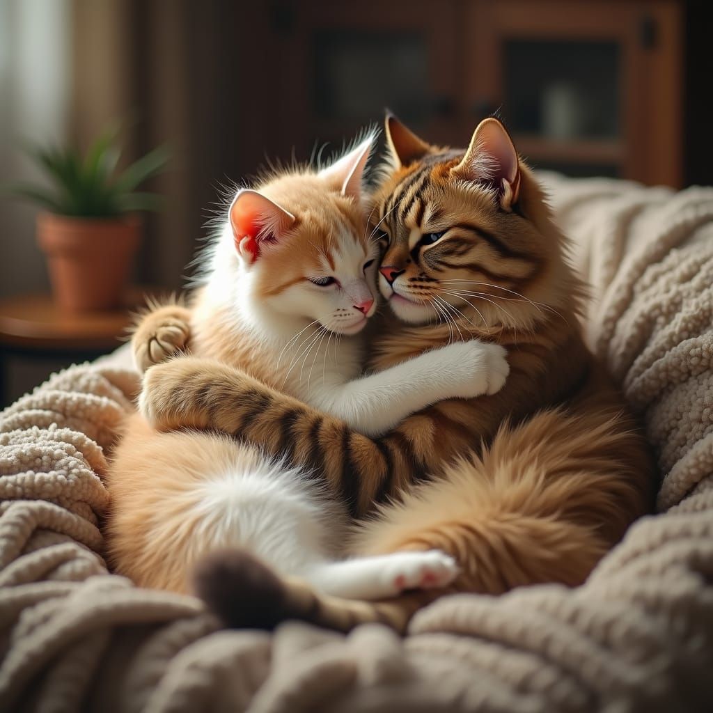 Cats Embracing: A Heartwarming Feline Moment
