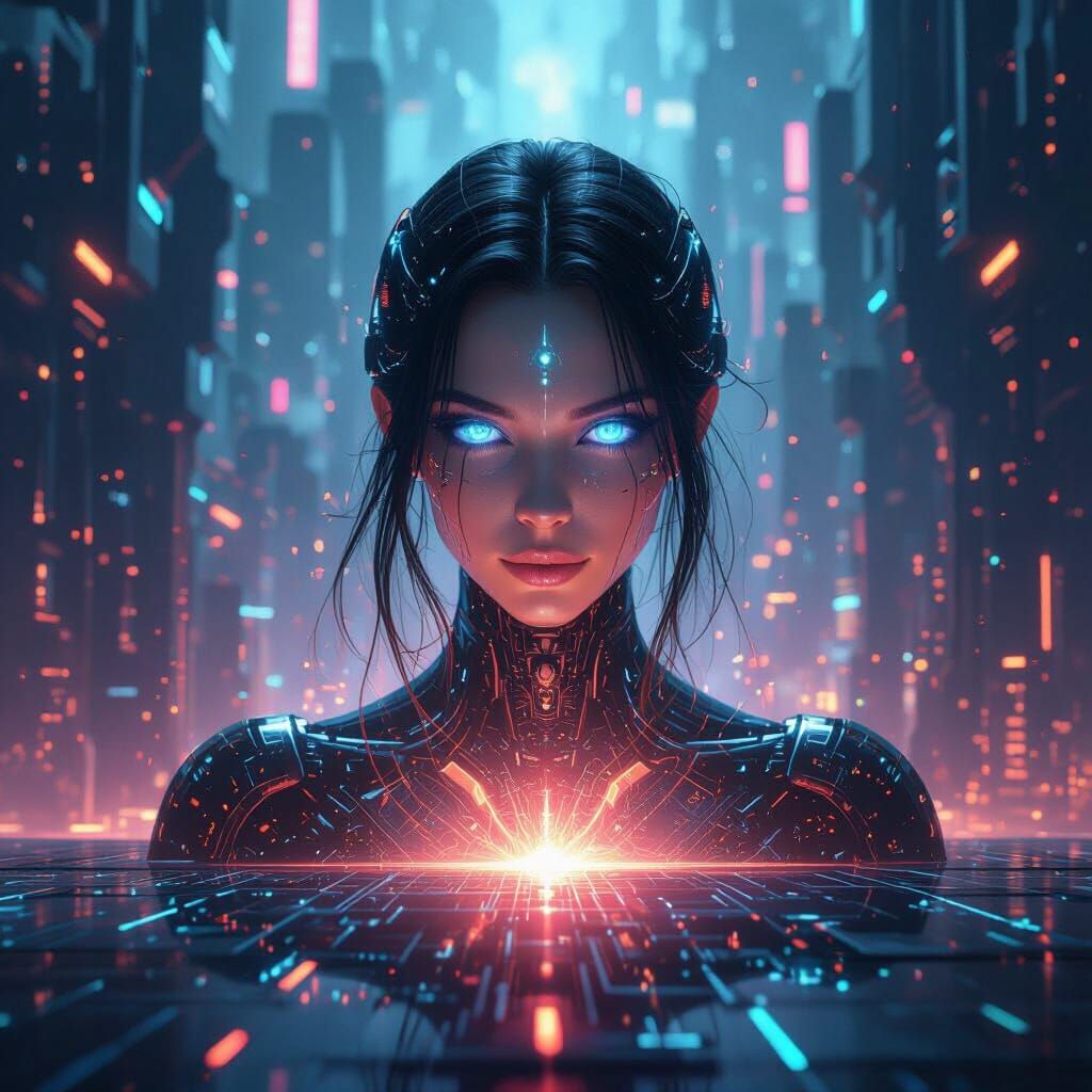 Lumina.exe: Digital Deity Awakens in Cyberpunk Matrix