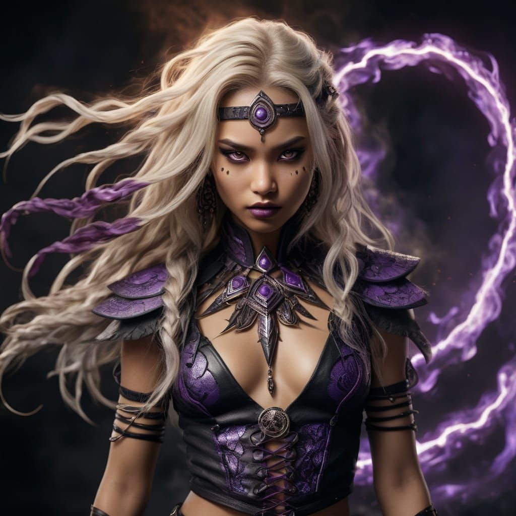 Cyberpunk-Inspired Sorceress with Ethereal Glow