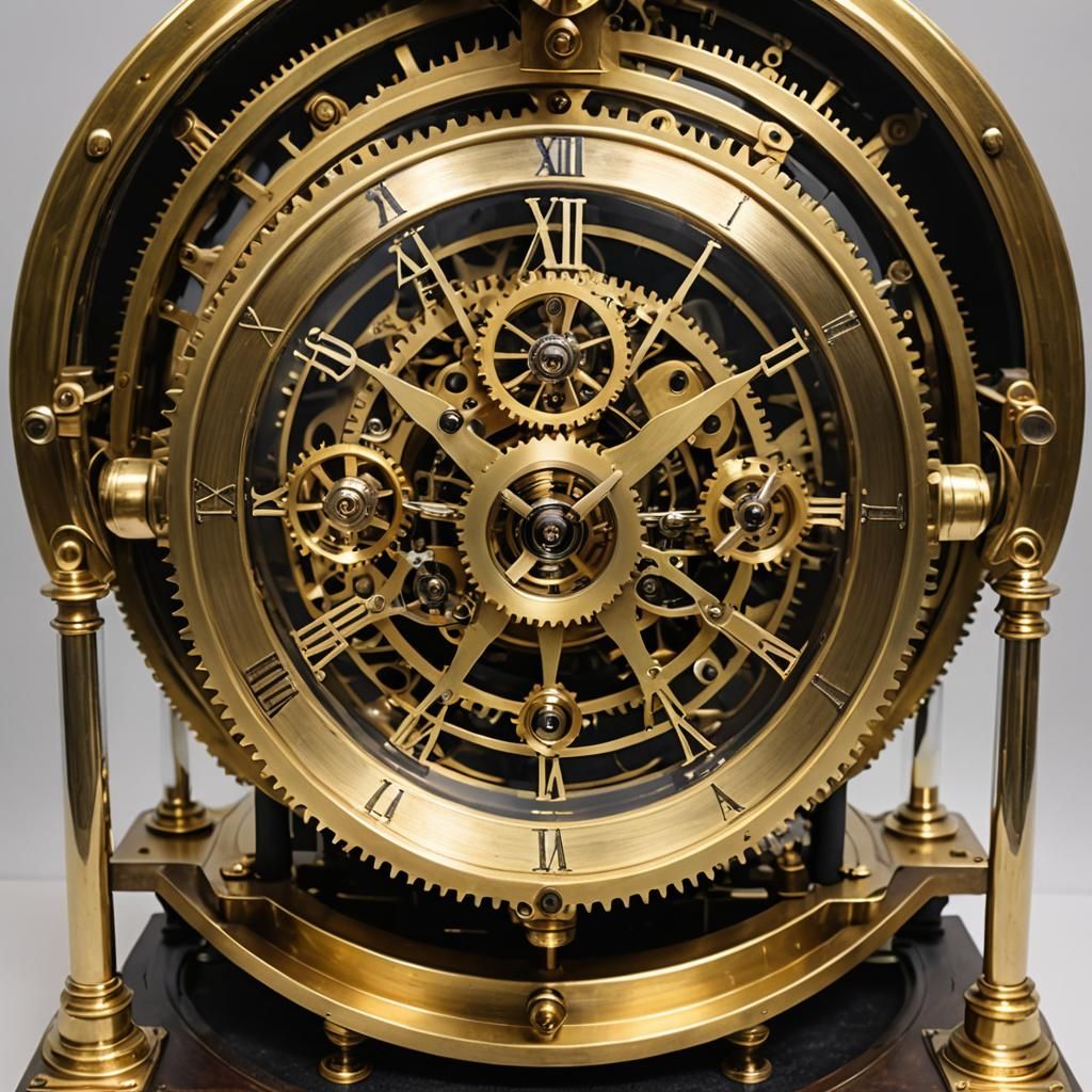 Harrison Navigator's Clock with Exposed Brass Gears