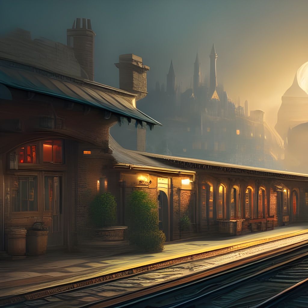 Fantastical Train Station in Detailed Matte Painting