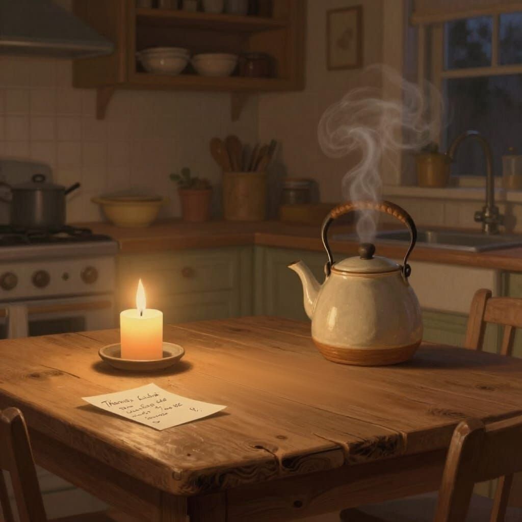 Cozy Kitchen Scene with Warm, Inviting Light