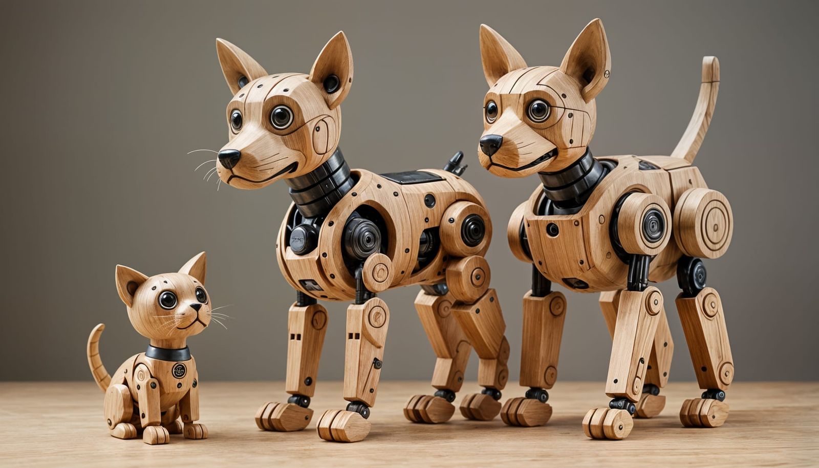 Whimsical Wood Robot Friends