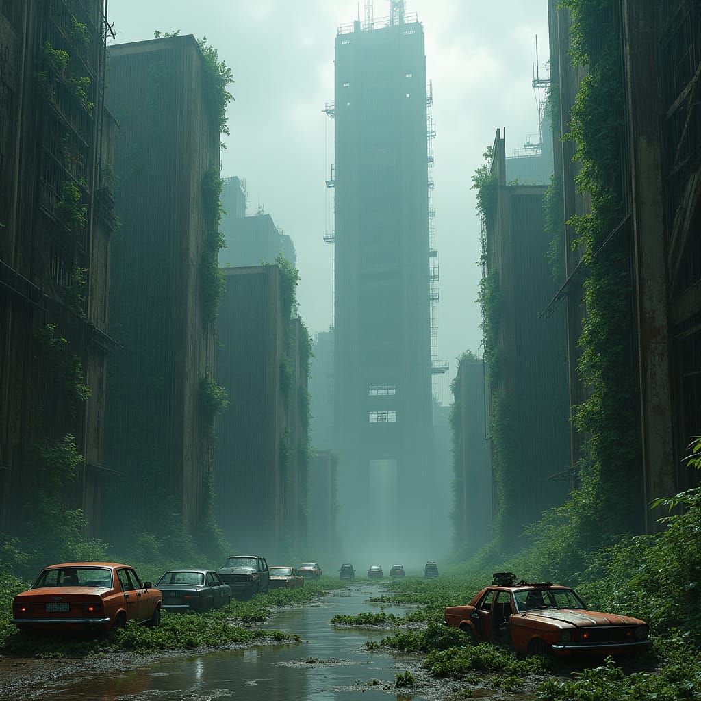 Post-Apocalyptic Cityscape Reclaimed by Nature