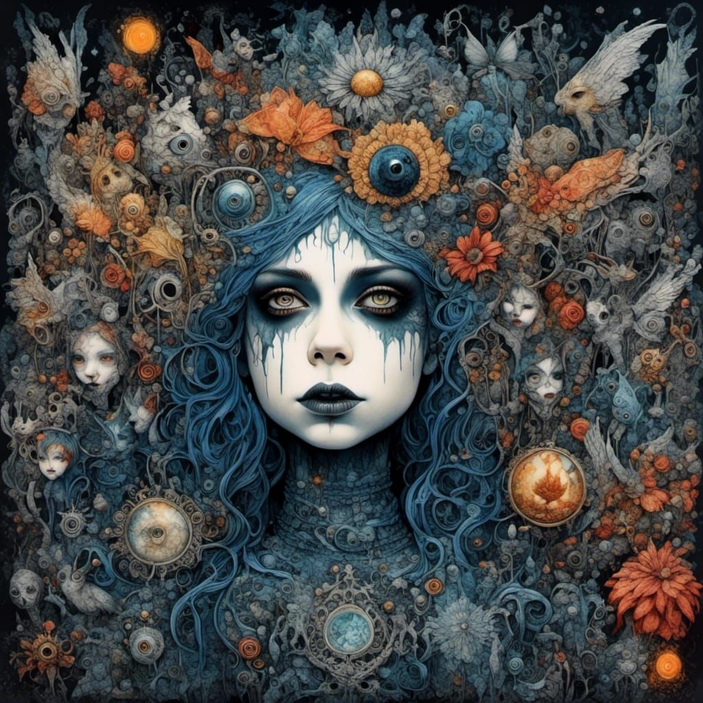 Gothic Floral Whimsy in Watercolor Style