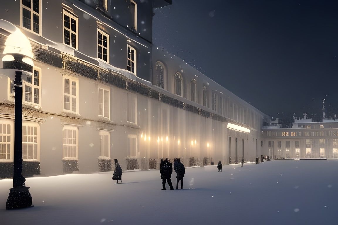 Winter Night: Grand Buildings in Detailed Matte Painting