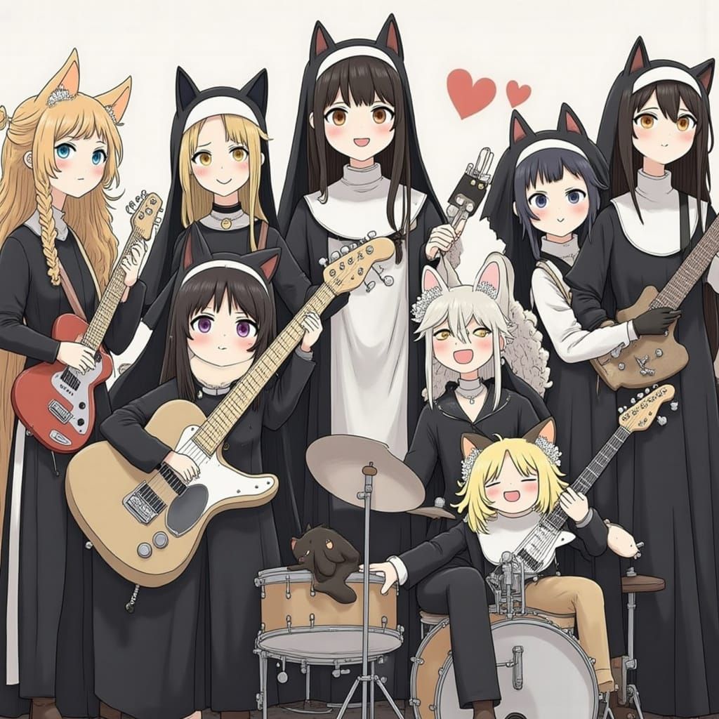 Girl Band with Nun: Modern Religious Imagery