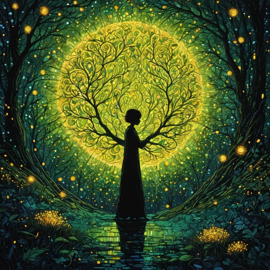 Ethereal Portrait with Flowing Light and Color