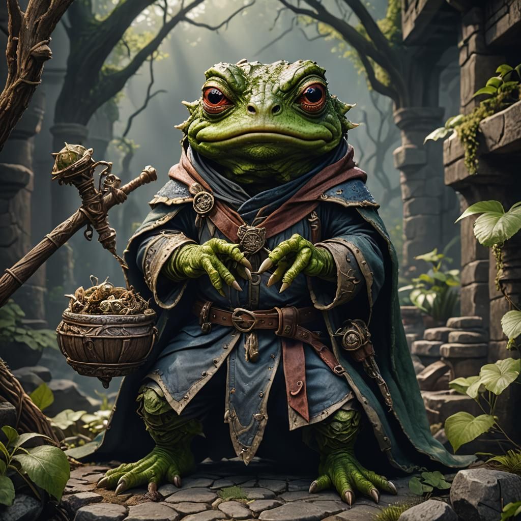 Detailed Bullywug Mage in HDR