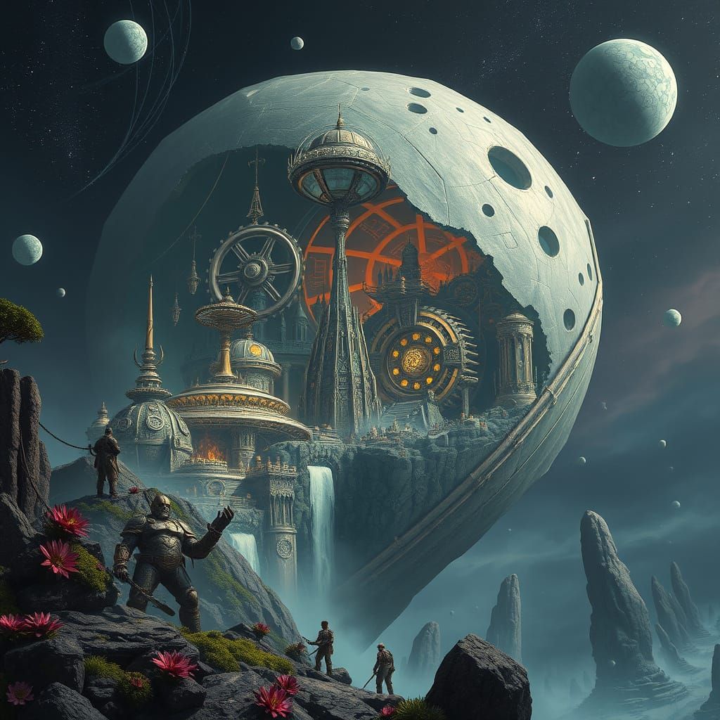 Epic Dwemer City on a Drifting Asteroid in a Detailed Matte ...