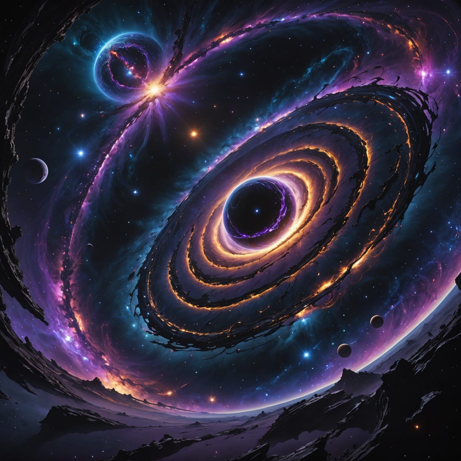 Cosmic Black Hole Galaxy in Dark Fantasy Art