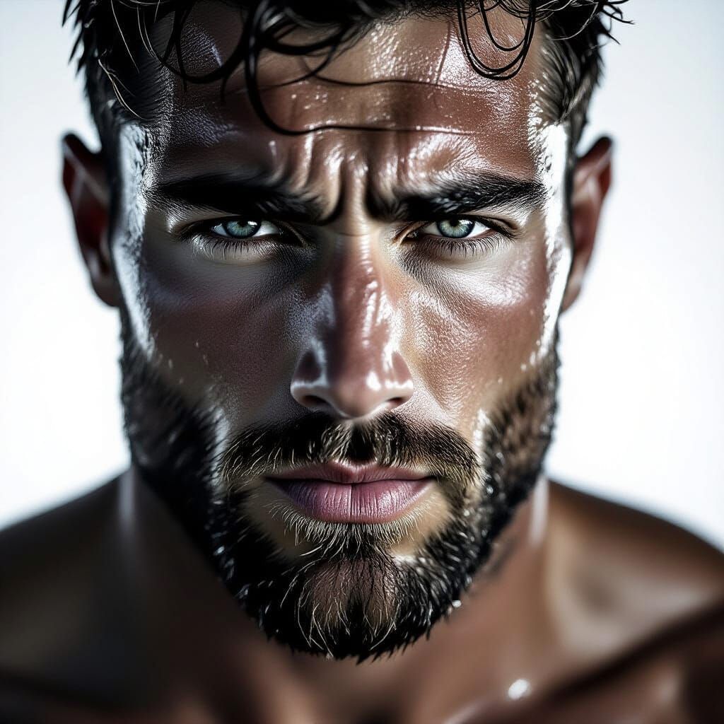 Intense Athlete Portrait with High Contrast Lighting