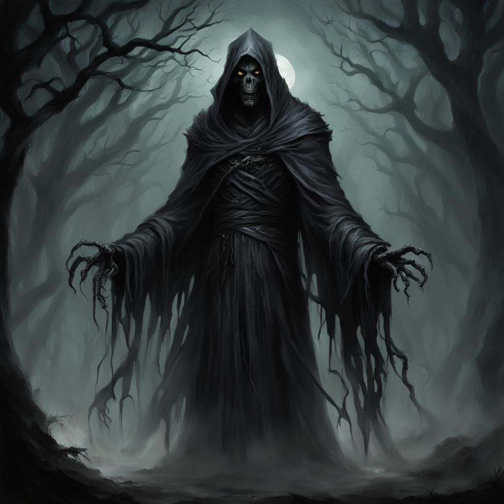 Ominous Umbral Wraith Feeding on Despair