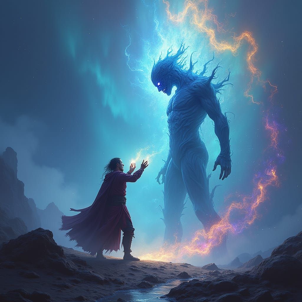 Mystical Warrior's Spiritual Wrestling in Ethereal Realm