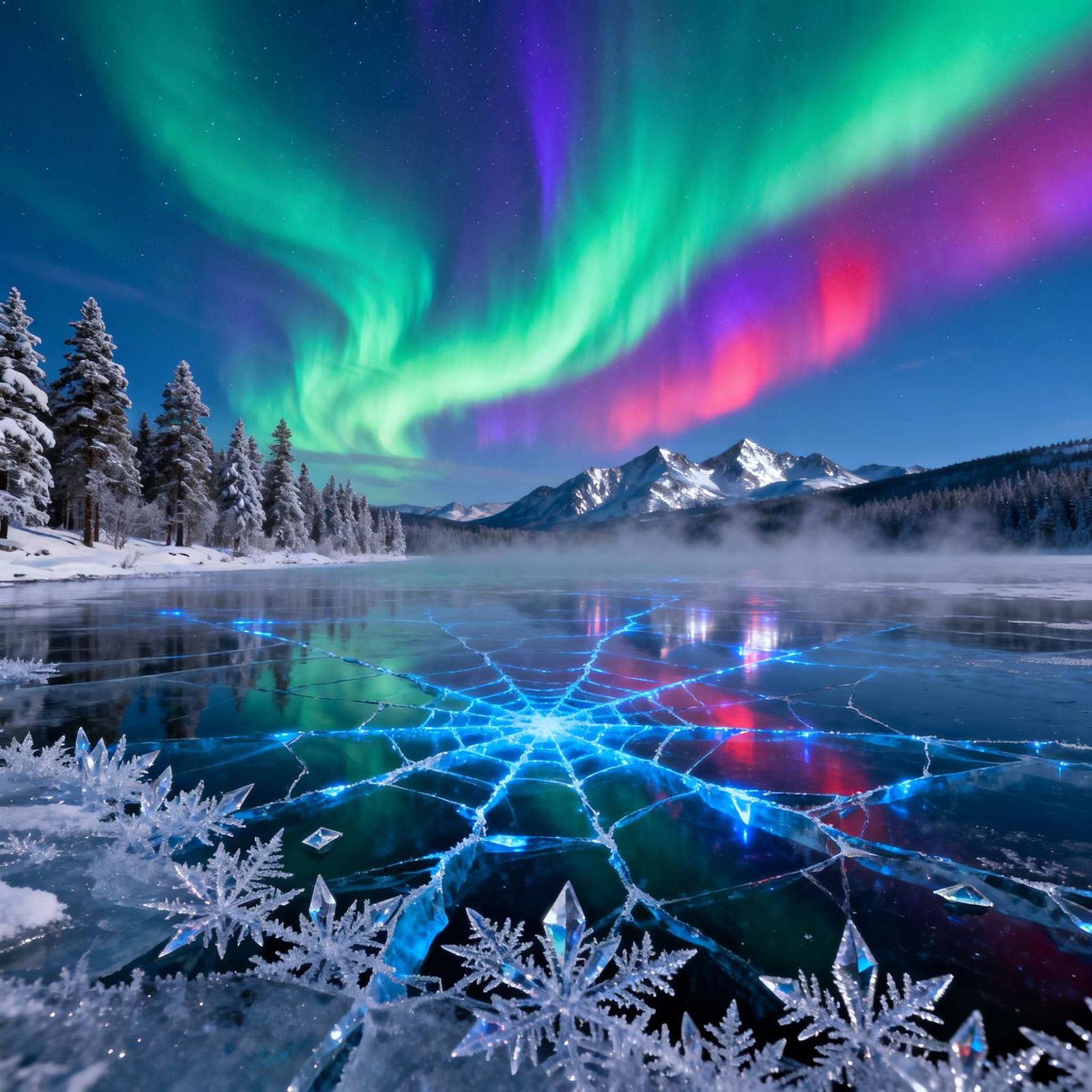 Aurora Borealis Over Arctic Nightscape