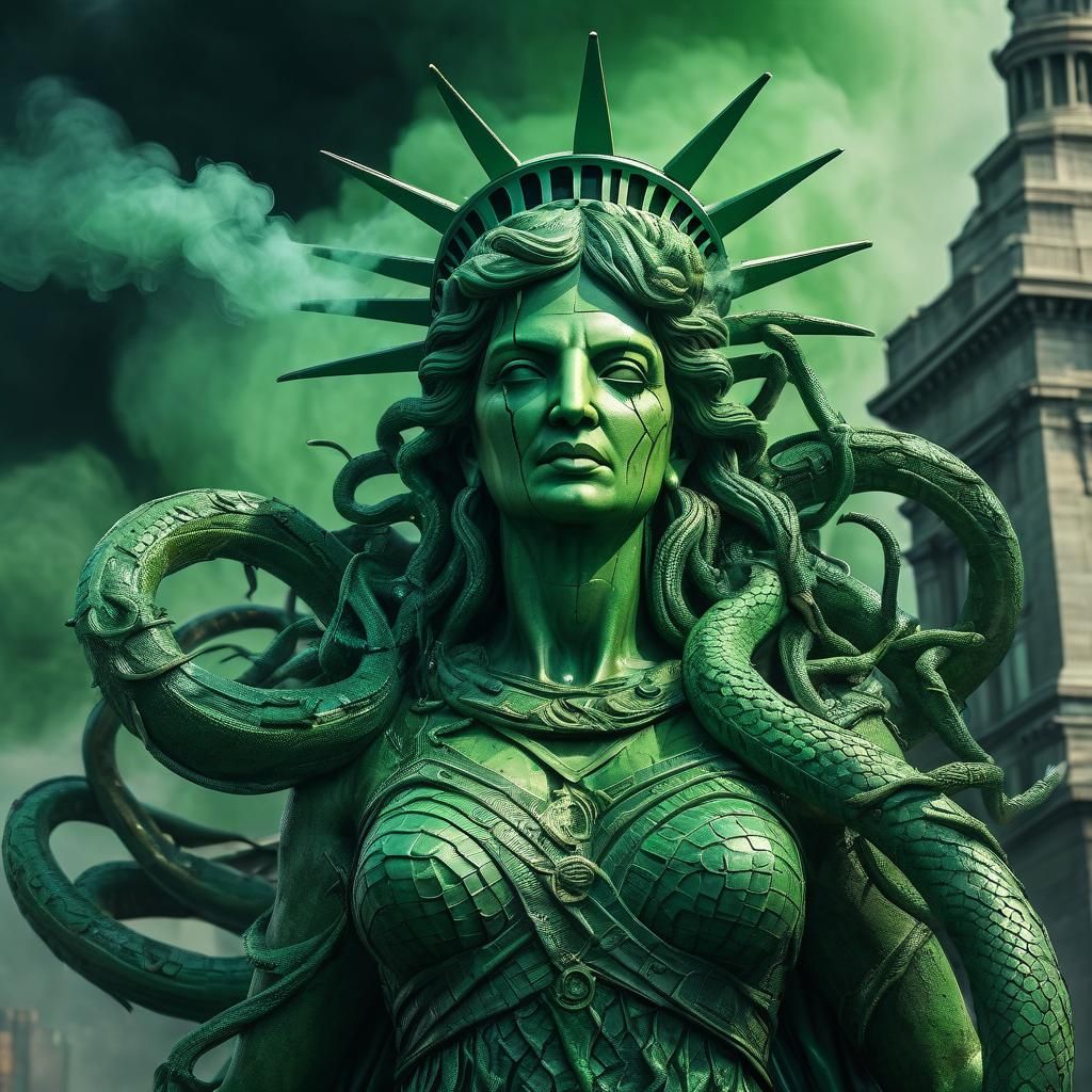 Evil Demonic Medusa Statue of Liberty