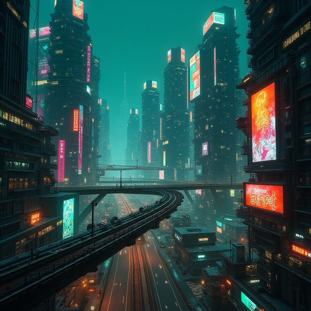 Cyberpunk Cityscape at Night