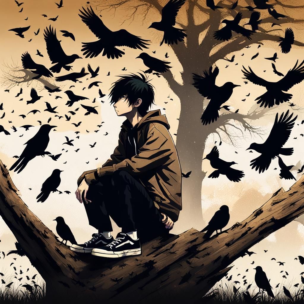 Boy with Toupee in Trash Polka Style