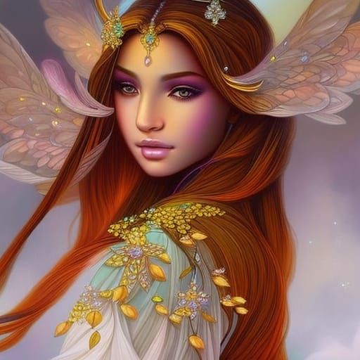 Beautiful Honey Bee Girl in Ethereal Oil Painting
