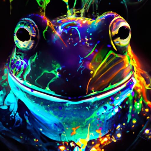 Cosmic Tie-Dye Frog in Art Nouveau Style