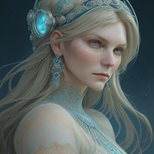 Soulful Gaze: Portrait in Art Nouveau Style