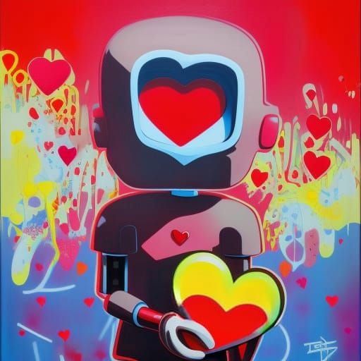 Tomy Omnibot 2000 holding a love heart