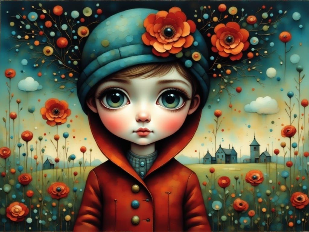 Cute Children in Storybook Impasto Painting