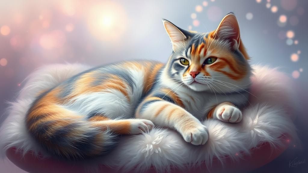 Multicoloured Cat Portrait in Dreamy Fantasy Art