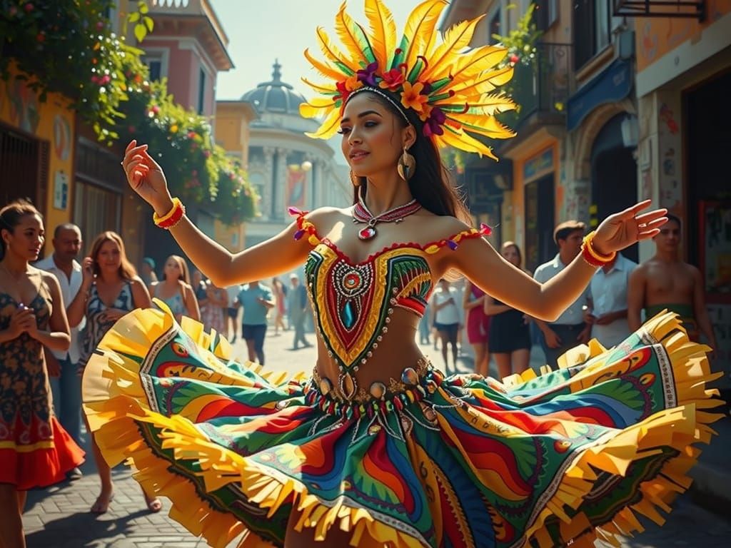 Vibrant Samba Dancer Lost in Rhythm and Color