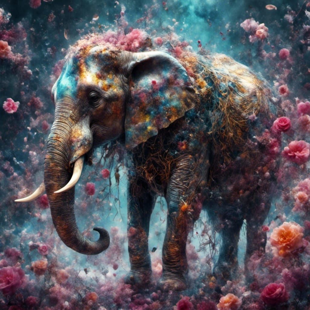 Glass-like Elephant in Surreal Style