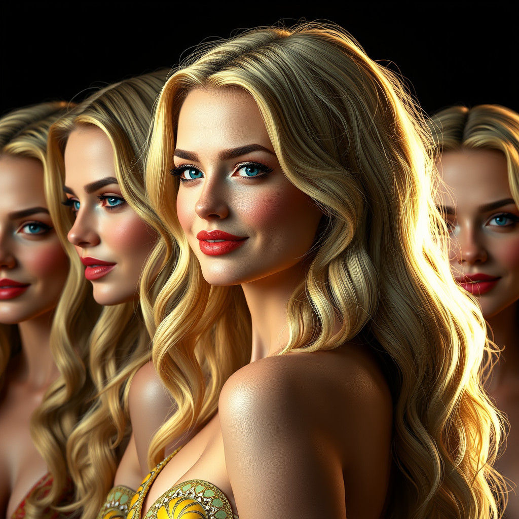 Blonde Beauties: Portrait in Art Nouveau Style