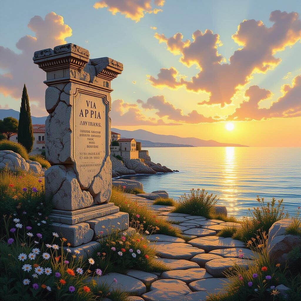 Ancient Milestone on Via Appia Near Brindisi