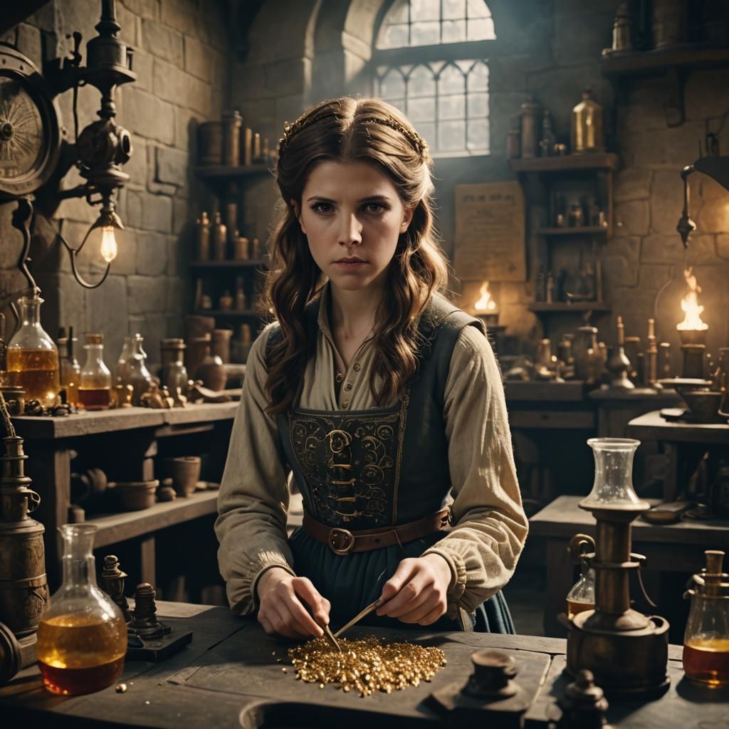 Alchemist Turns Lead into Gold: Cinematic Film Still