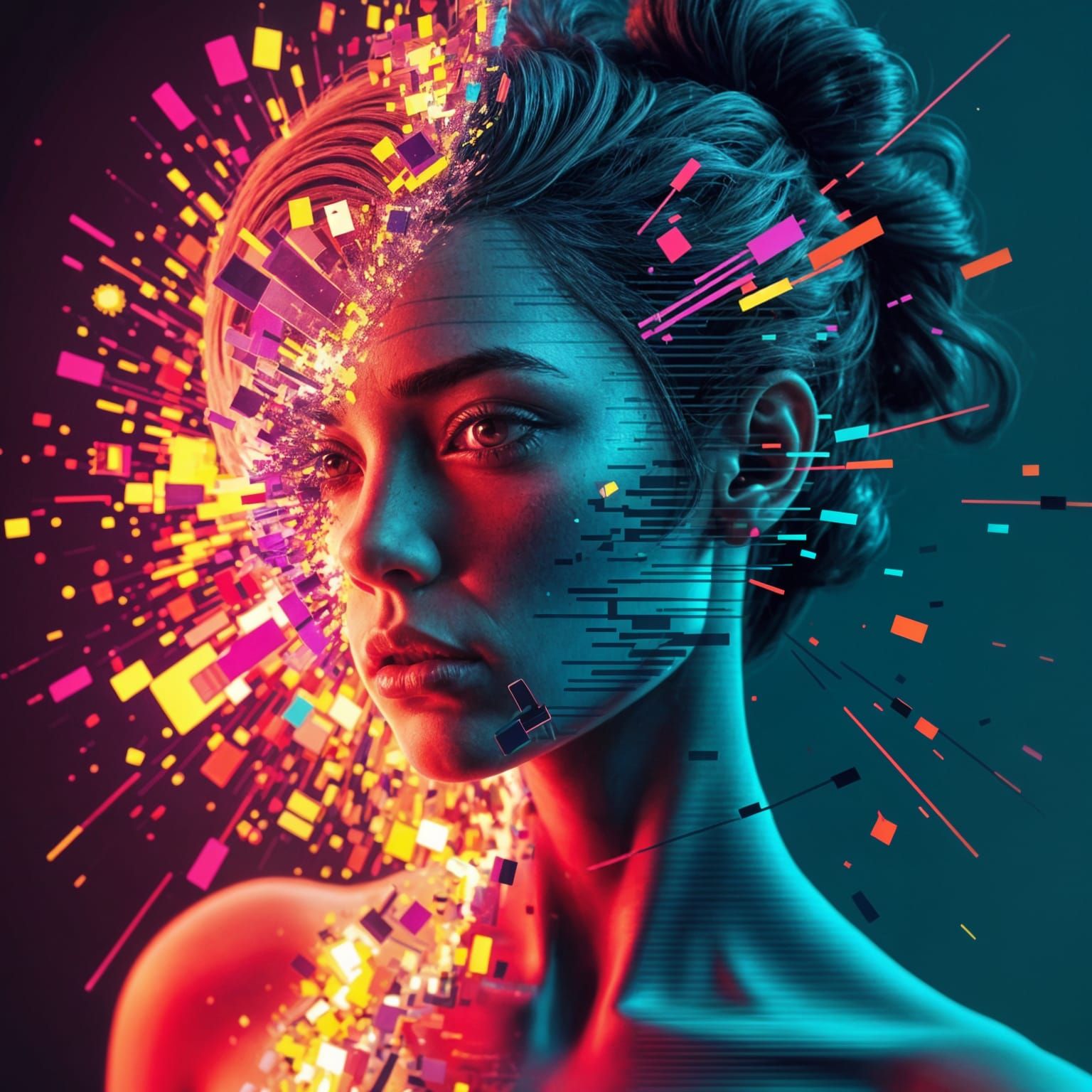 Vintage Pixel Art Neon Glitch Animation