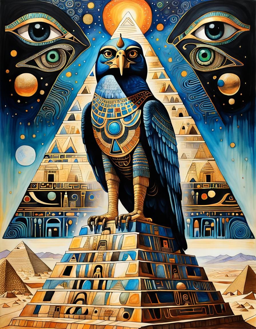 Horus Overlooking Egypt: Maximalist Fantasy Illustration