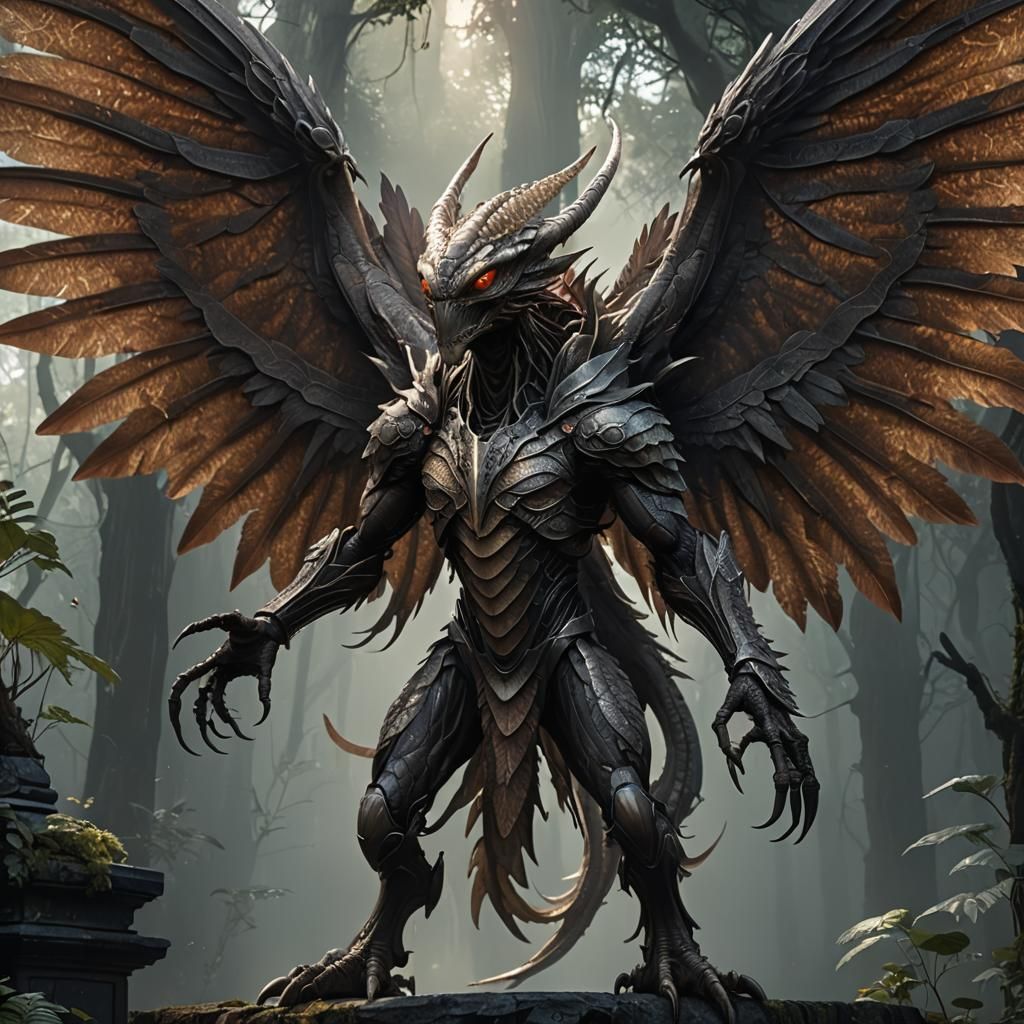 Dark Fantasy Alien with Scaly Wings